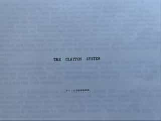 Title page of 'The Clayton System' — the original data processing system designed by Dr. Geoffrey Clayton